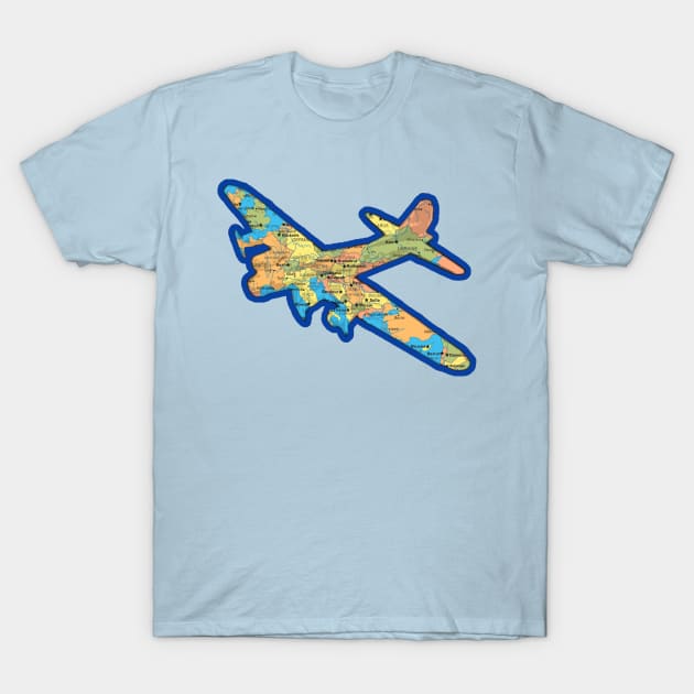 WWII Bomber Airplane - WWII Map of Europe T-Shirt by Bits